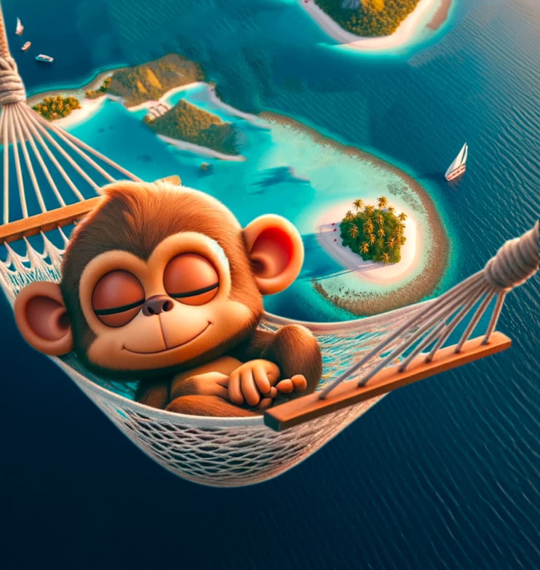 Diego le singe qui fait la sieste dans un transat